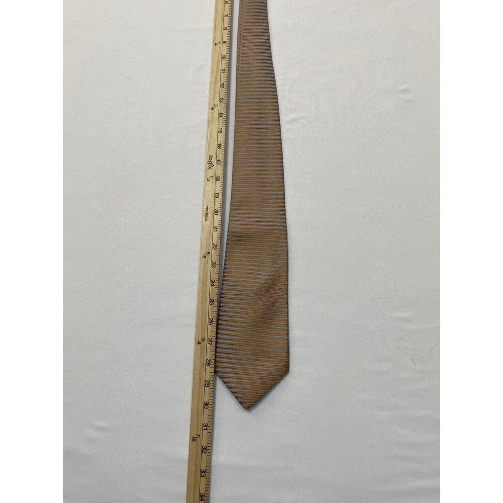 Robert Talbott Estate Mens Silk Necktie Orange Blue Striped Hand Sewn USA Tie
